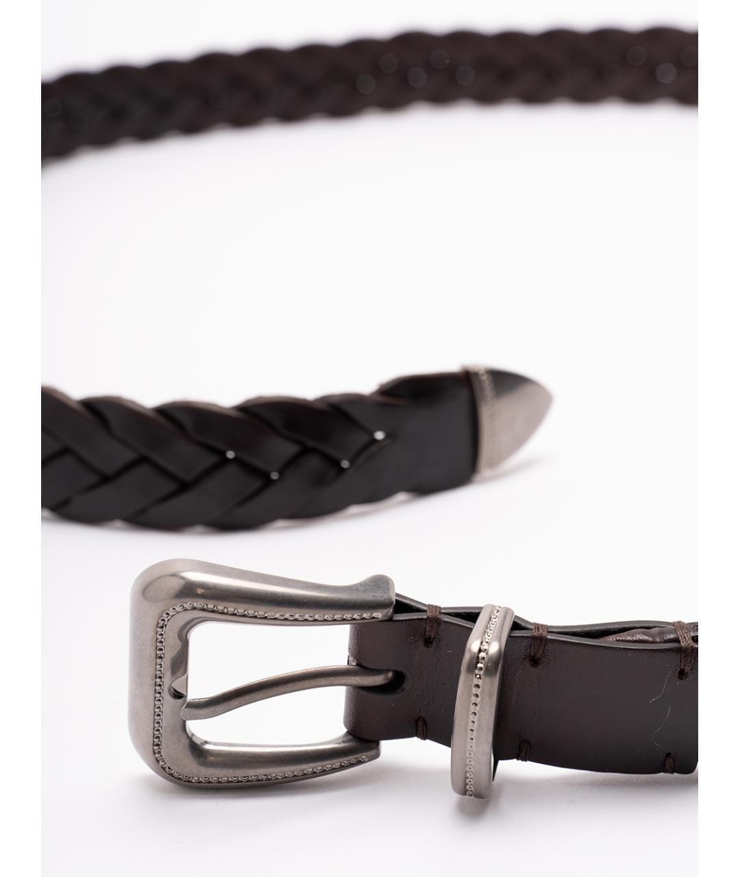 BRUNELLO CUCINELLI Коричневый кожаный ремень, фото 2