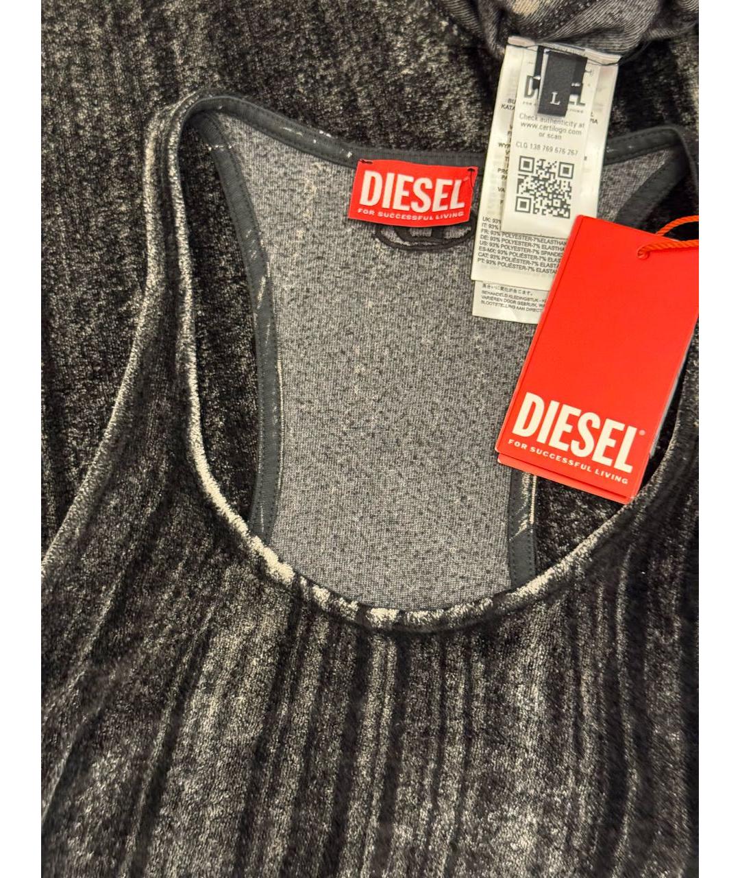 DIESEL Серое велюровое повседневное платье, фото 3
