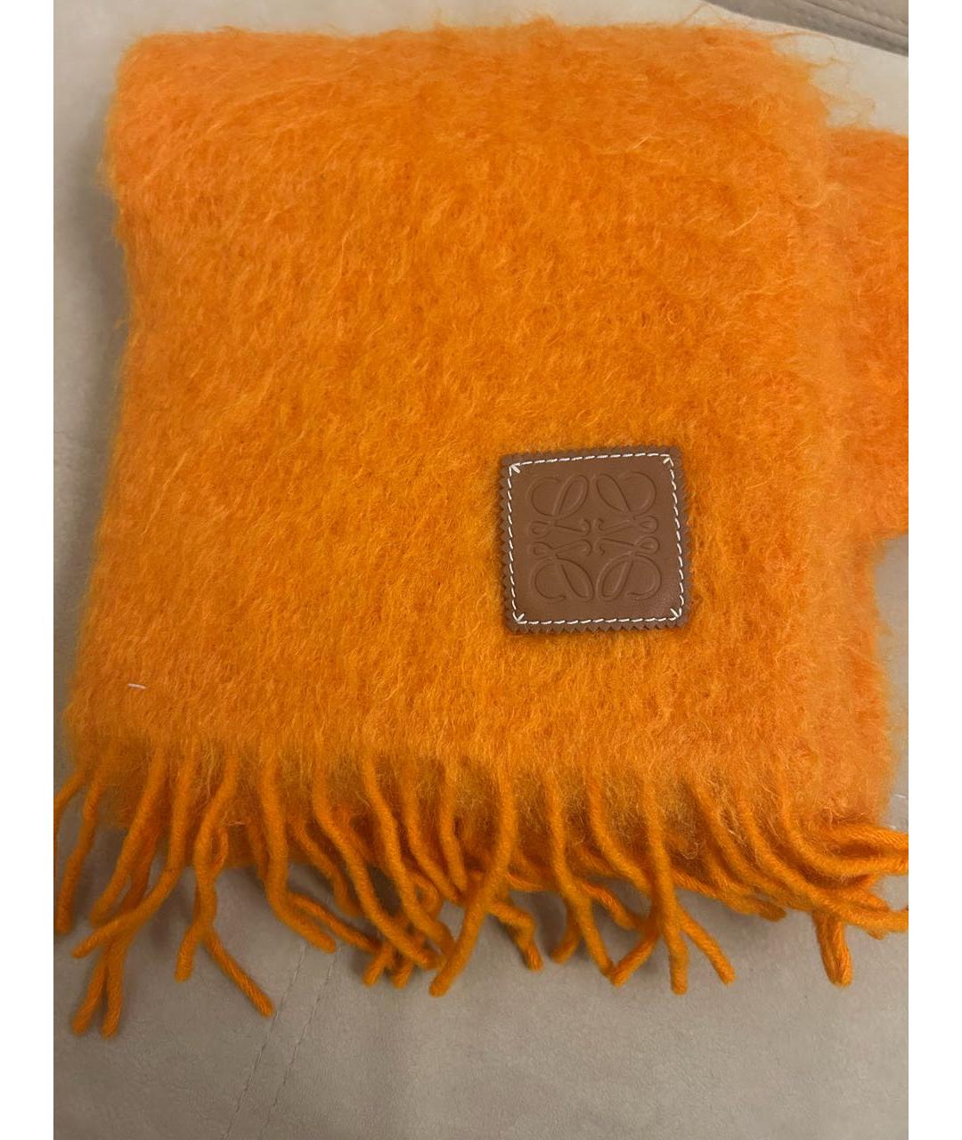 LOEWE Оранжевый шерстяной шарф, фото 4