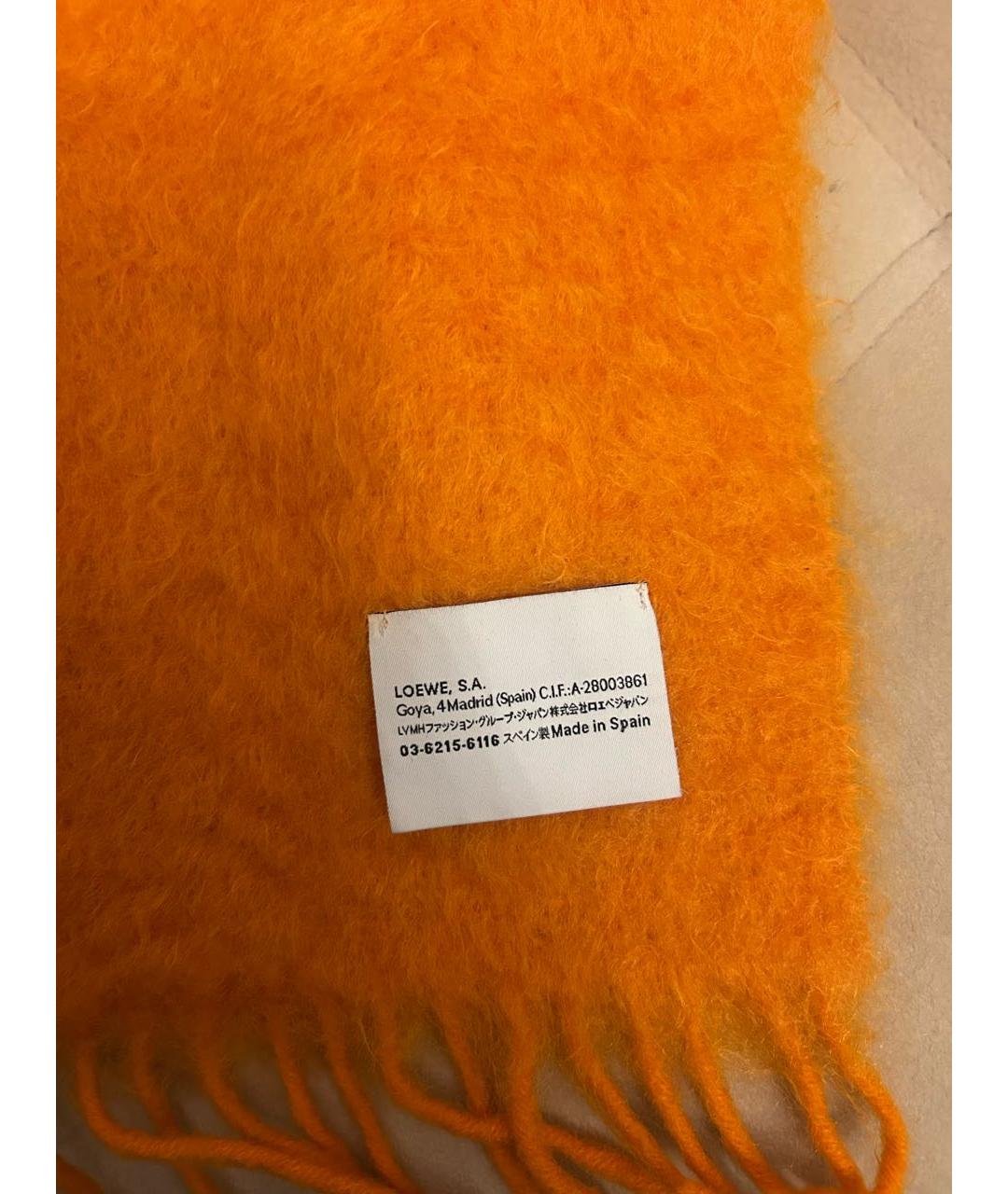 LOEWE Оранжевый шерстяной шарф, фото 3