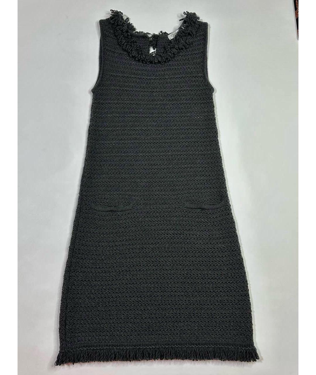 CHRISTIAN DIOR Антрацитовое шерстяное повседневное платье, фото 9