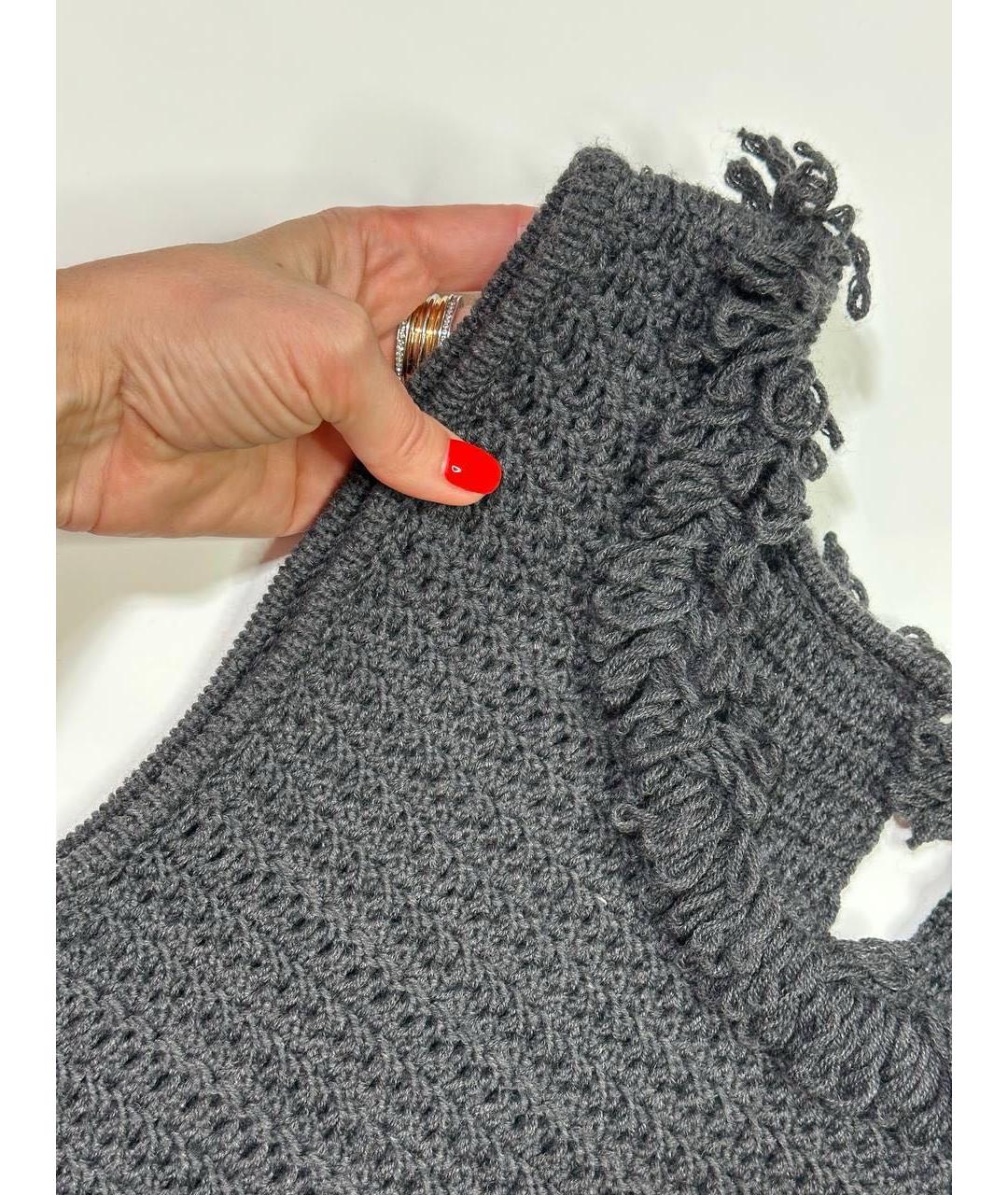 CHRISTIAN DIOR Антрацитовое шерстяное повседневное платье, фото 4