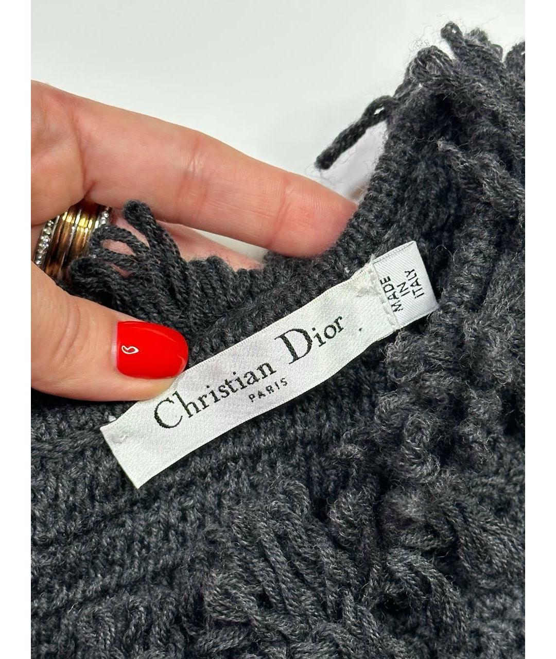 CHRISTIAN DIOR Антрацитовое шерстяное повседневное платье, фото 2