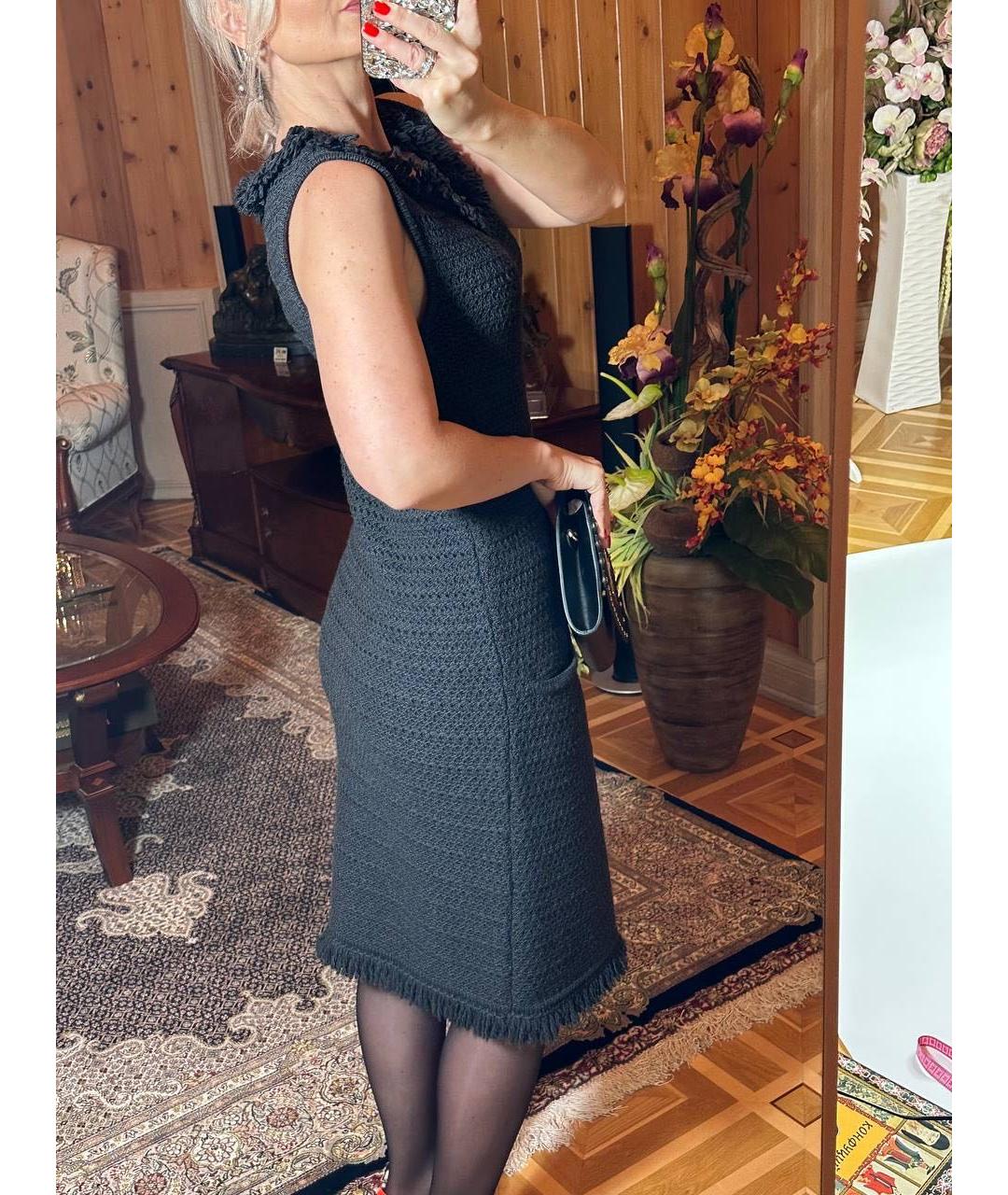 CHRISTIAN DIOR Антрацитовое шерстяное повседневное платье, фото 8