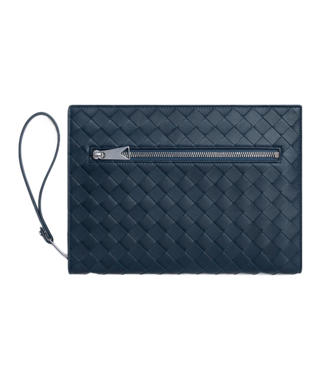 BOTTEGA VENETA Темно-синяя кожаная папка для документов, фото 1