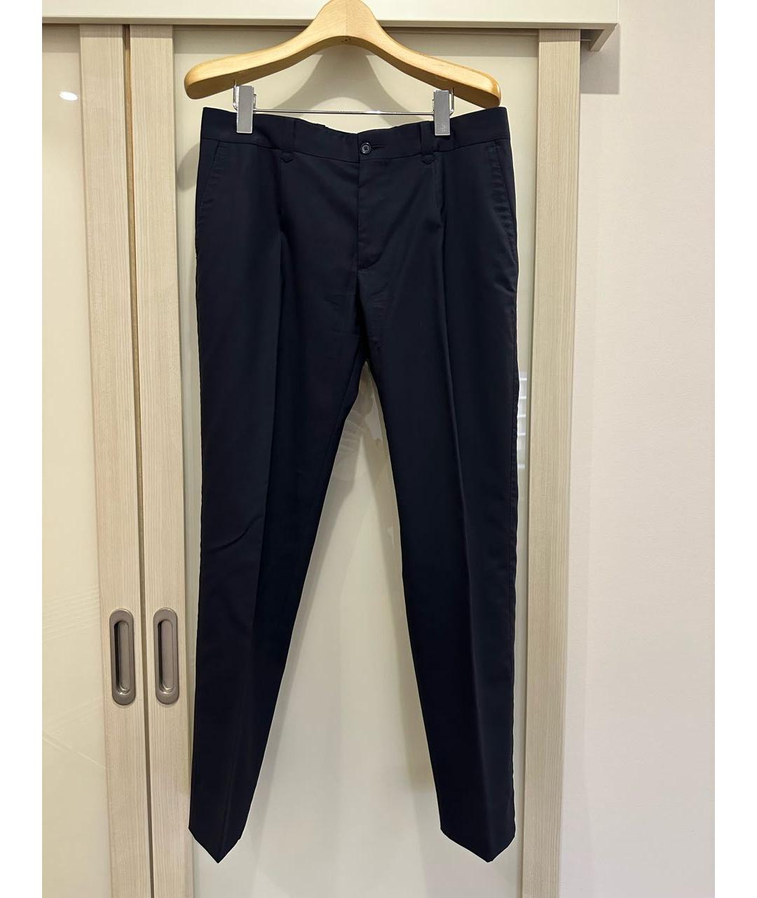 DOLCE&GABBANA Темно-синие шерстяные классические брюки, фото 9