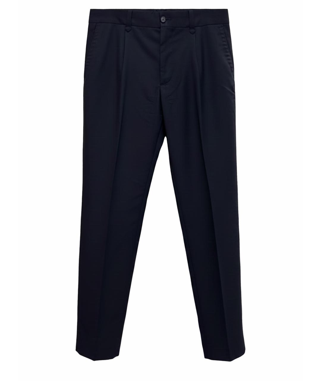 DOLCE&GABBANA Темно-синие шерстяные классические брюки, фото 1