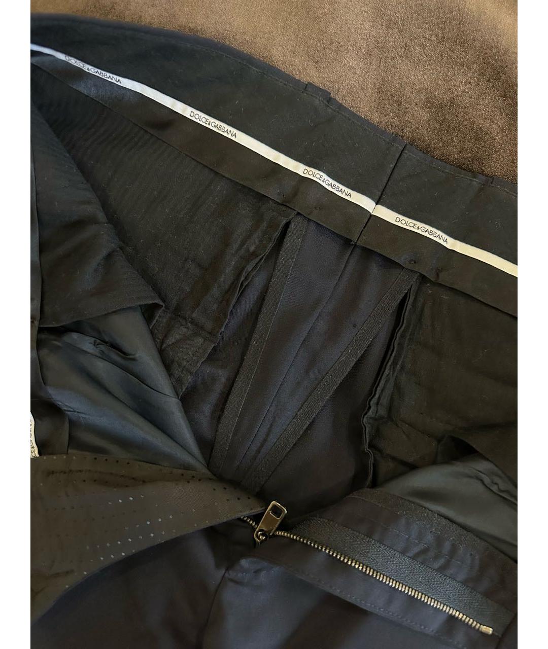 DOLCE&GABBANA Темно-синие шерстяные классические брюки, фото 3