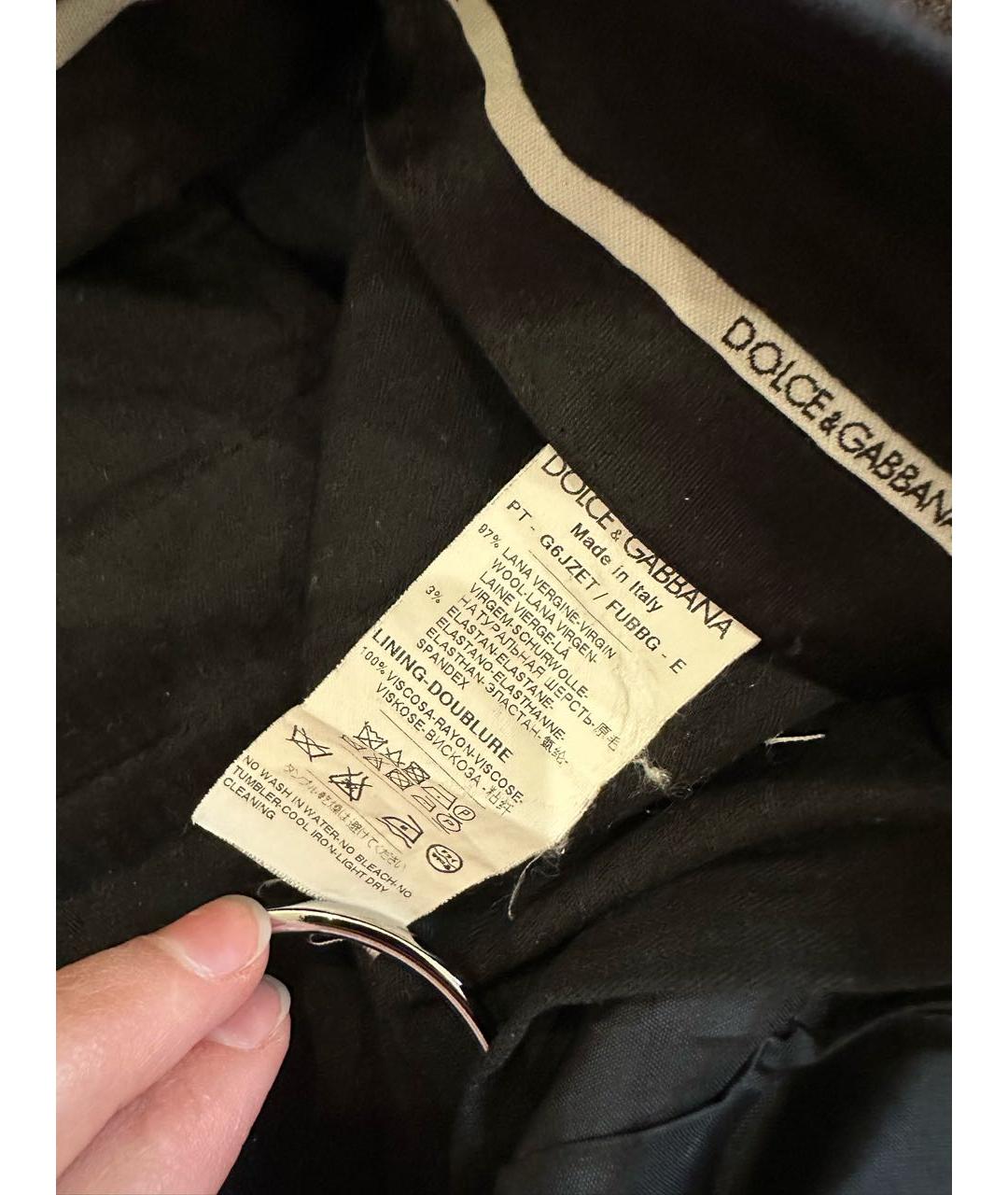 DOLCE&GABBANA Темно-синие шерстяные классические брюки, фото 7
