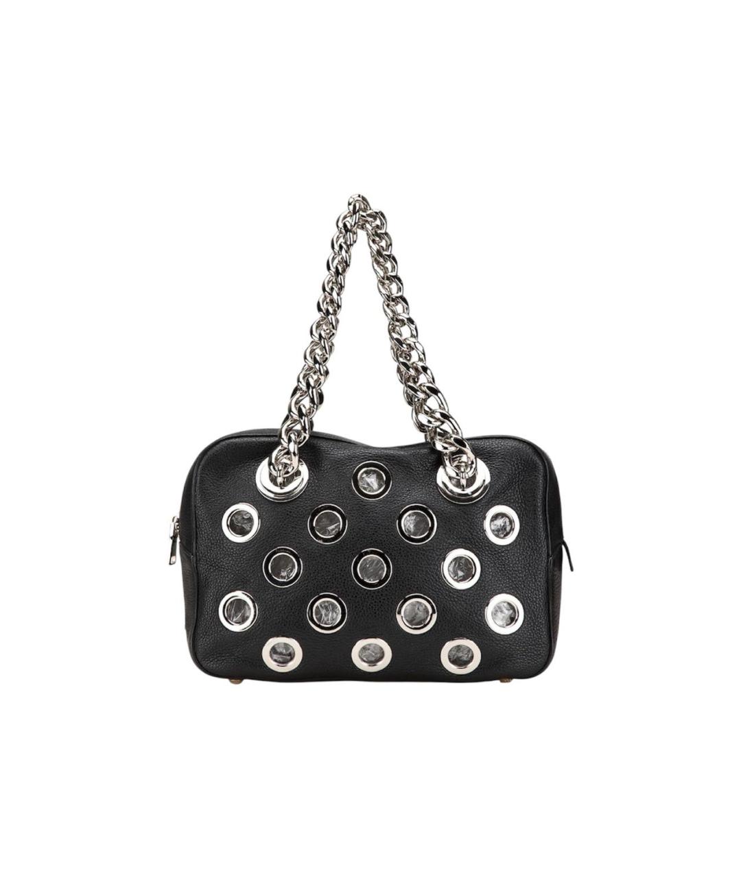 PRADA Черная кожаная сумка с короткими ручками, фото 1