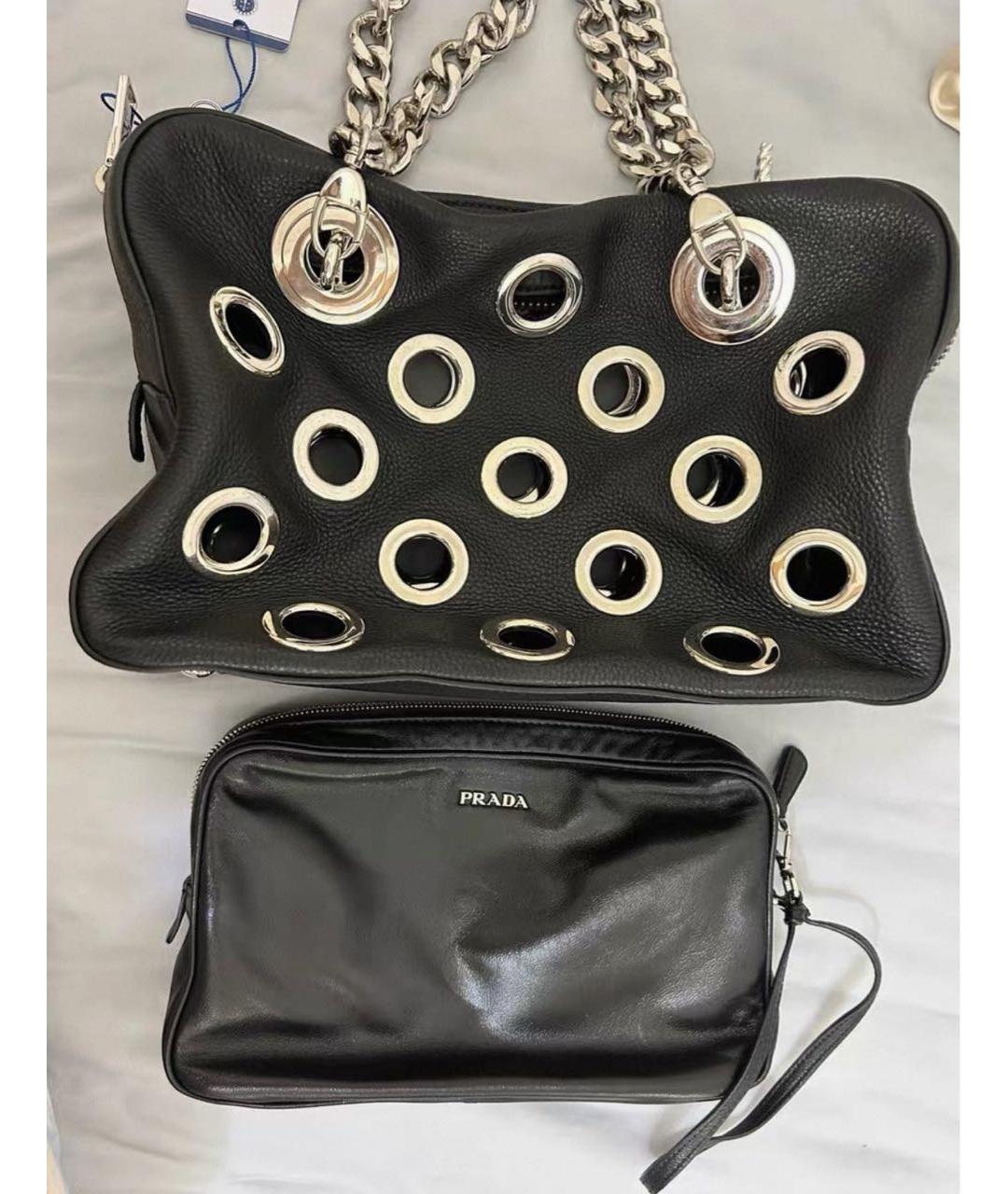 PRADA Черная кожаная сумка с короткими ручками, фото 3