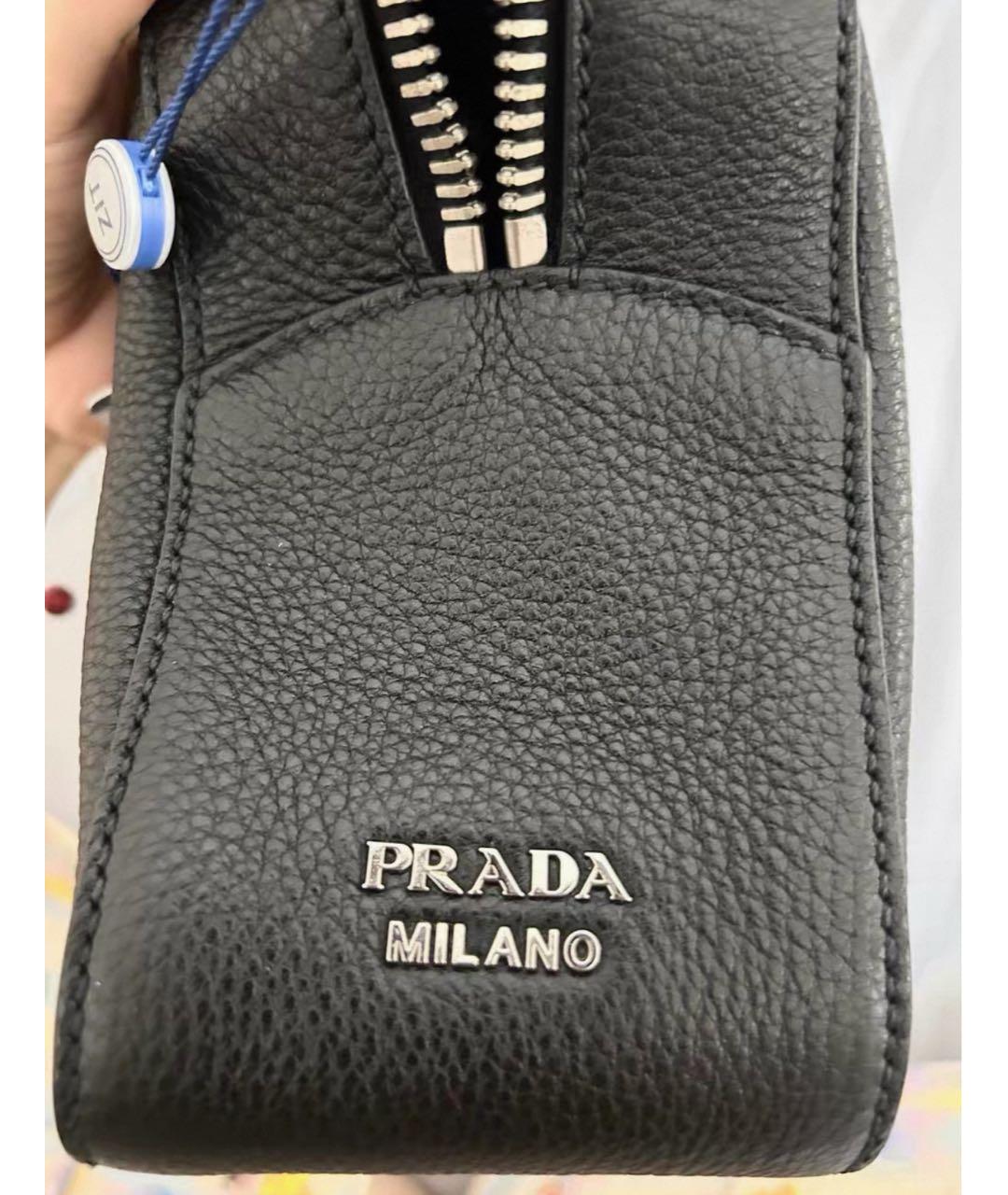 PRADA Черная кожаная сумка с короткими ручками, фото 4