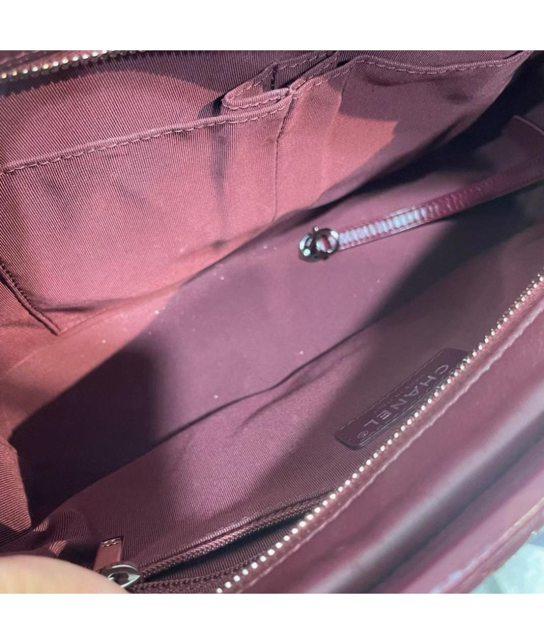 CHANEL Бордовая кожаная сумка через плечо, фото 5