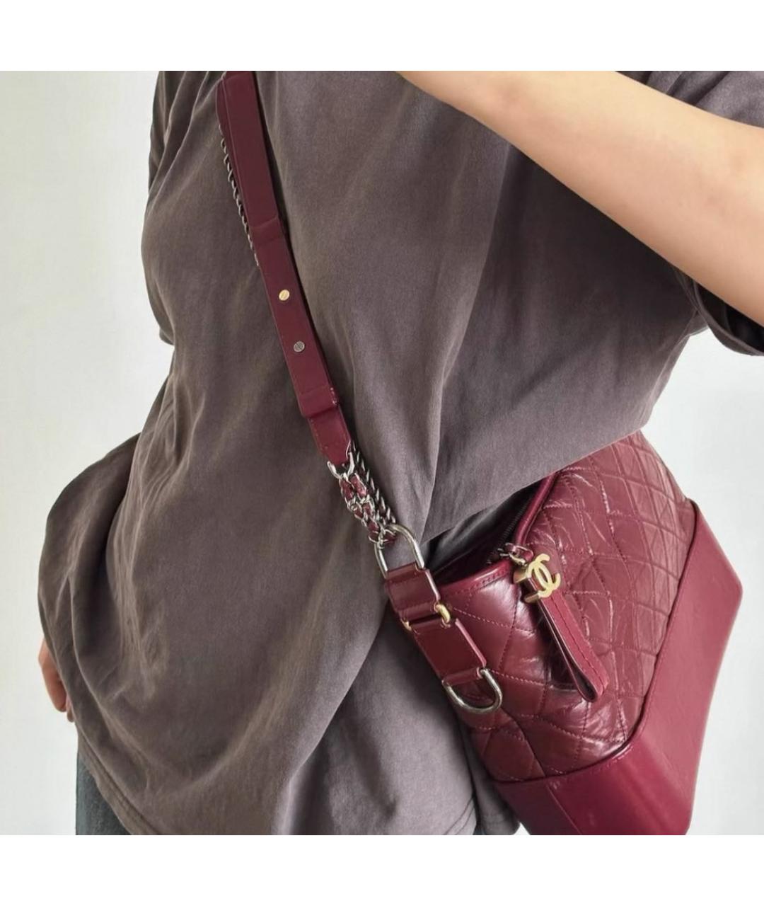 CHANEL Бордовая кожаная сумка через плечо, фото 6