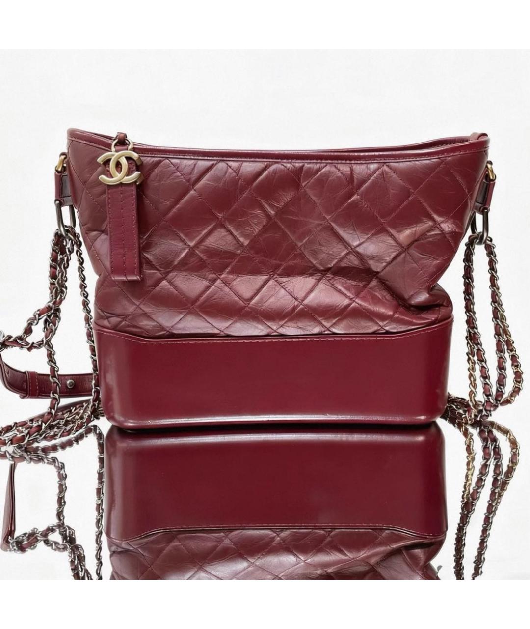 CHANEL Бордовая кожаная сумка через плечо, фото 2