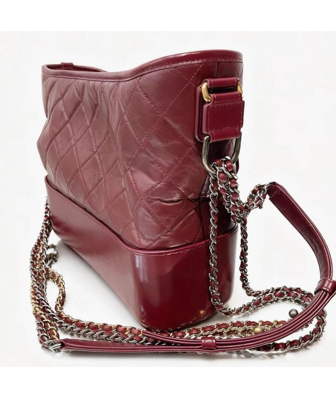 CHANEL Бордовая кожаная сумка через плечо, фото 4