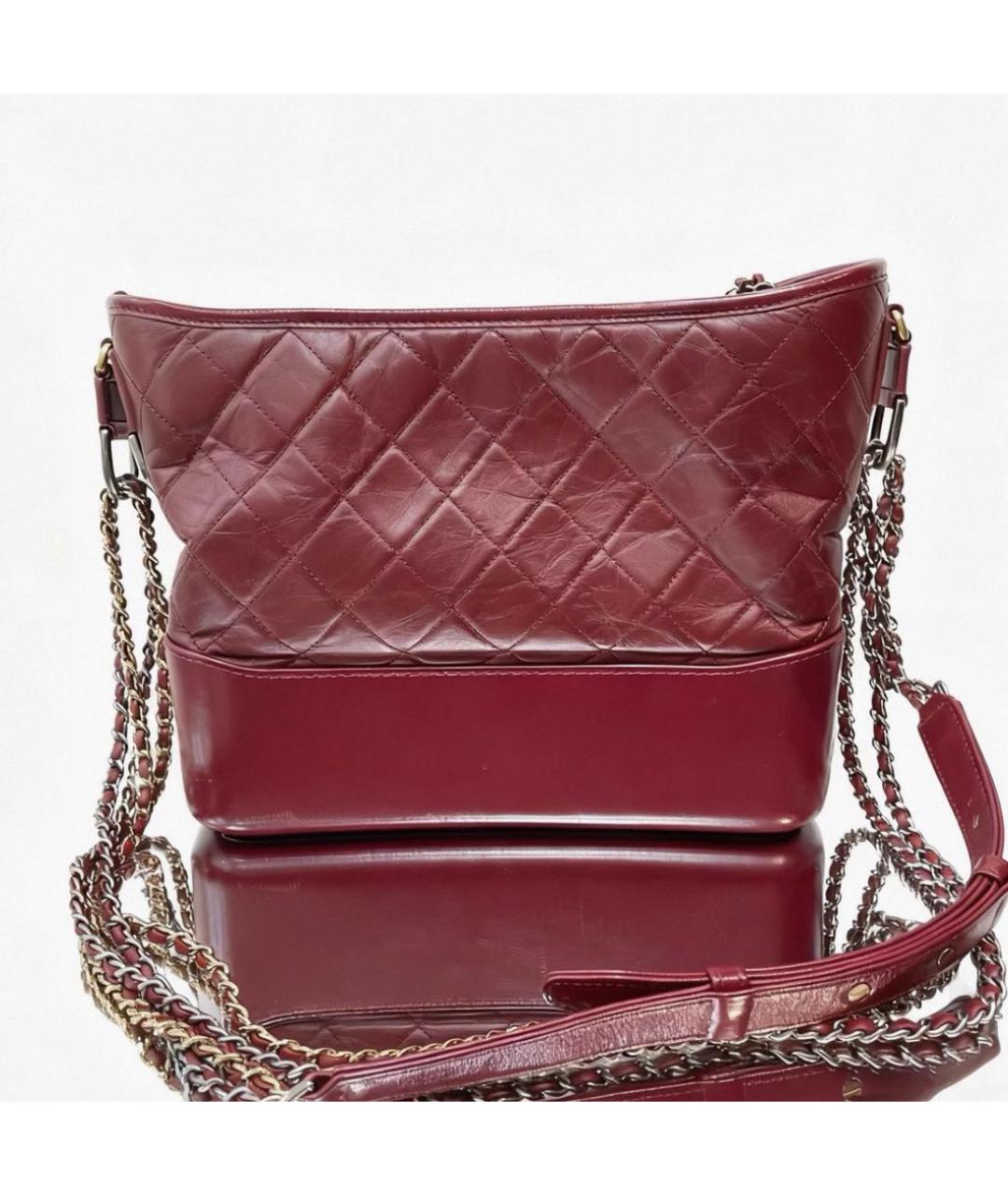CHANEL Бордовая кожаная сумка через плечо, фото 3