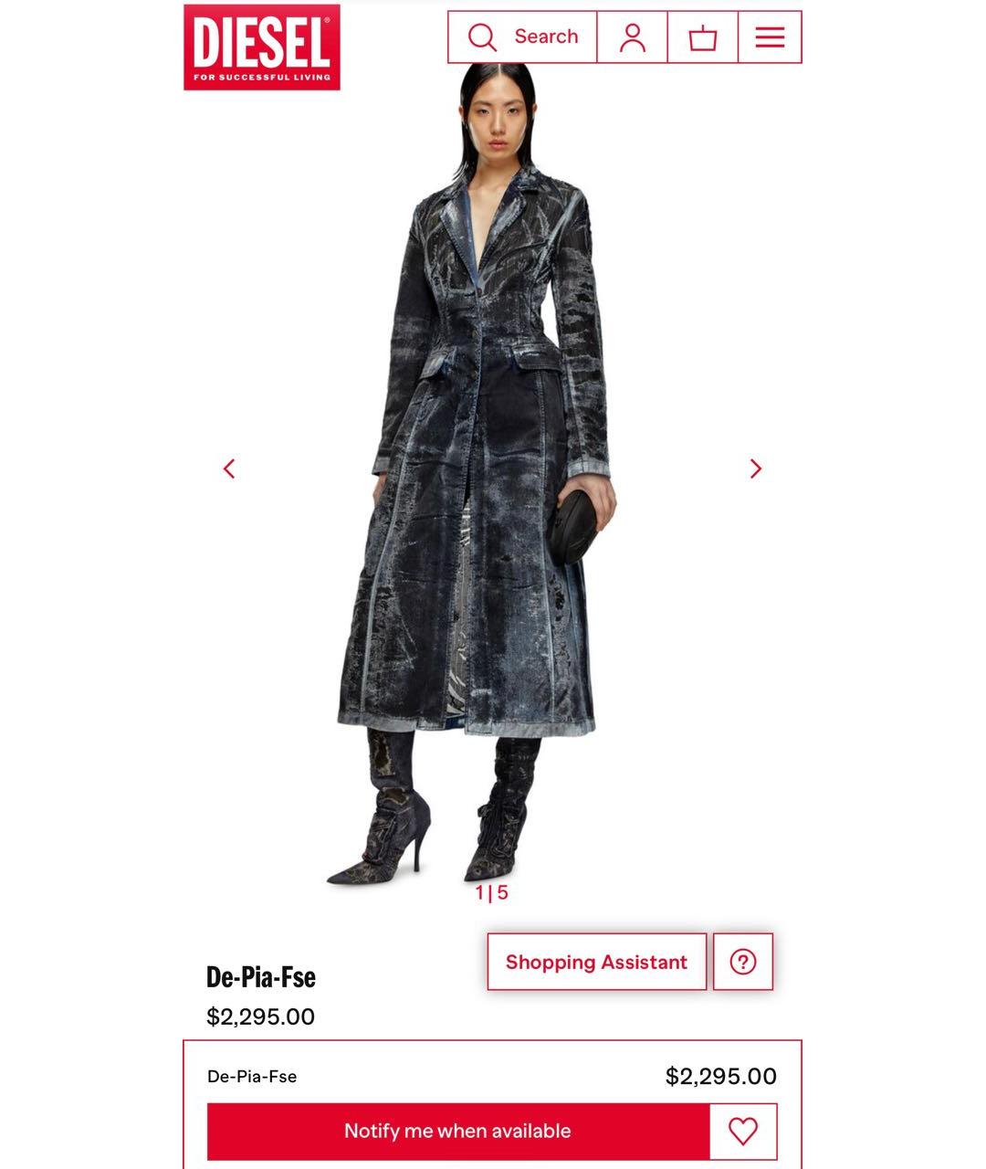 DIESEL Антрацитовый деним тренч/плащ, фото 8