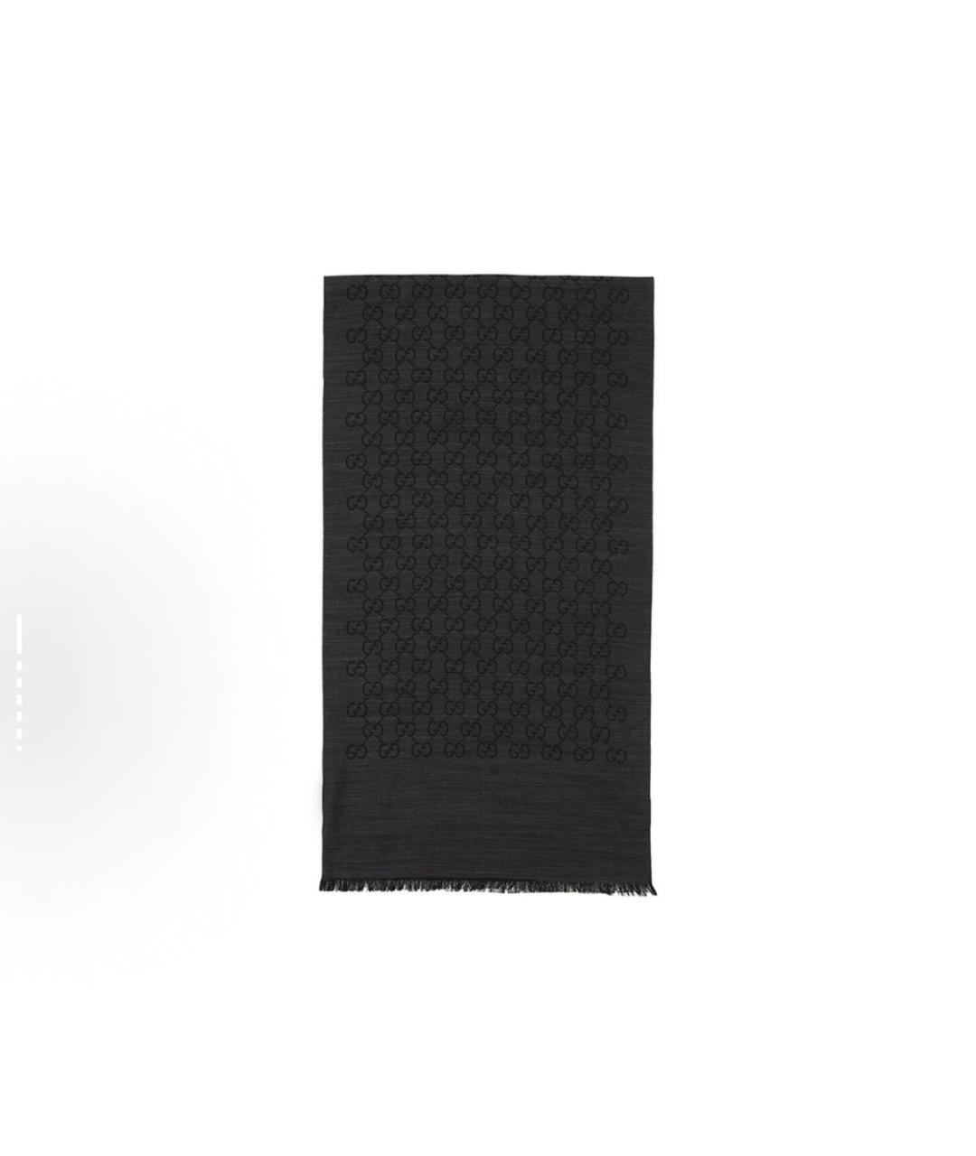 GUCCI Черный шерстяной шарф, фото 7