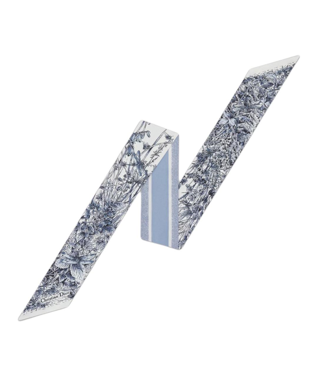 CHRISTIAN DIOR Голубой шелковый шарф, фото 1