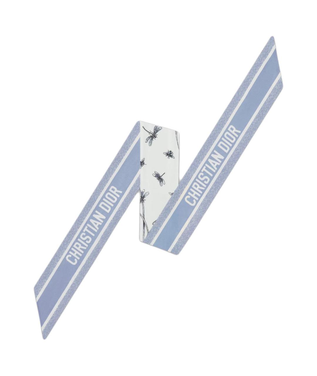 CHRISTIAN DIOR Голубой шелковый шарф, фото 2