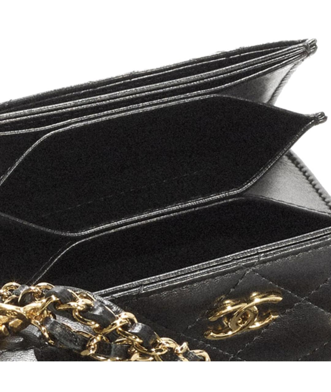 CHANEL Черный кожаный кошелек, фото 6