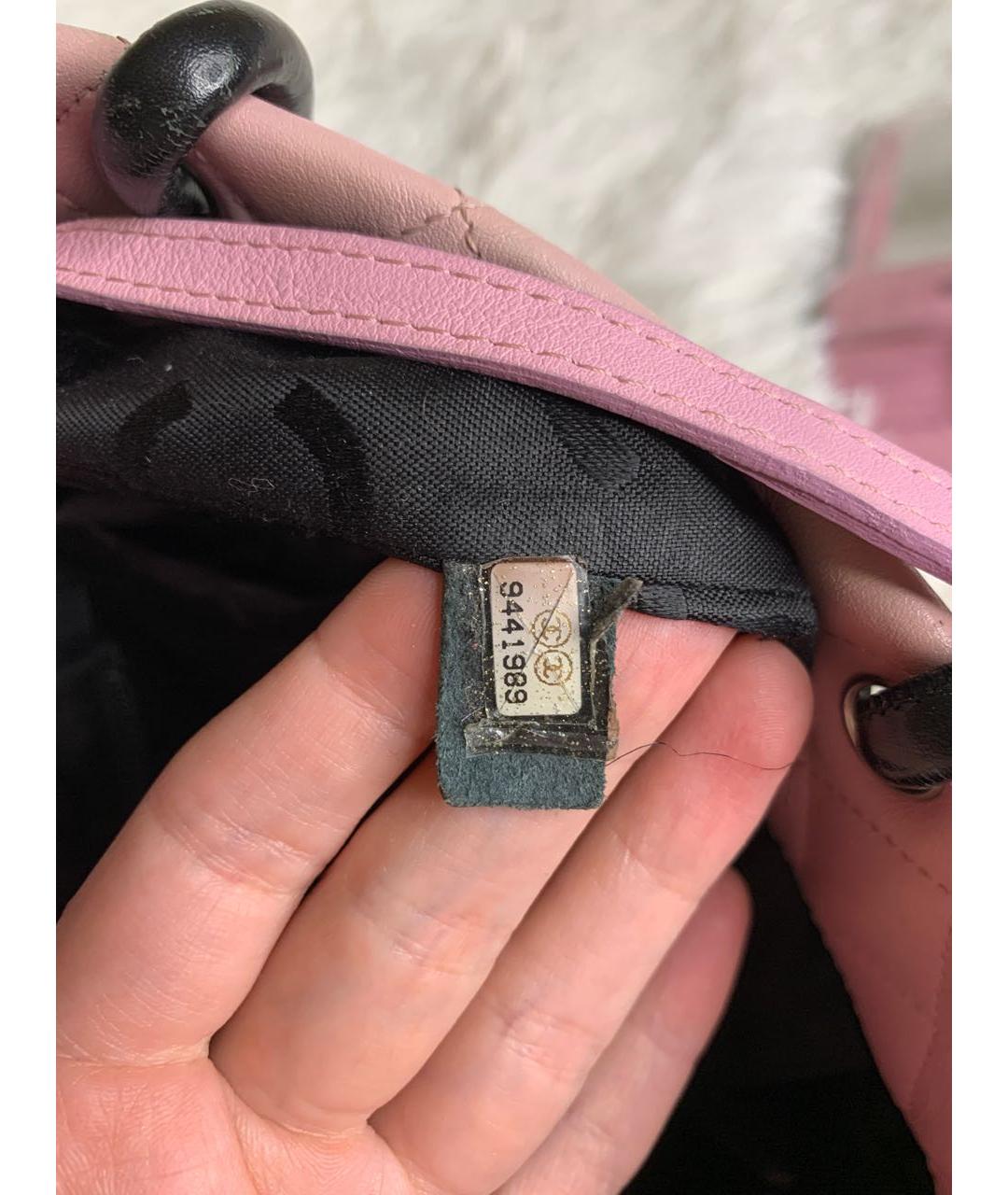 CHANEL Розовая кожаная сумка тоут, фото 6