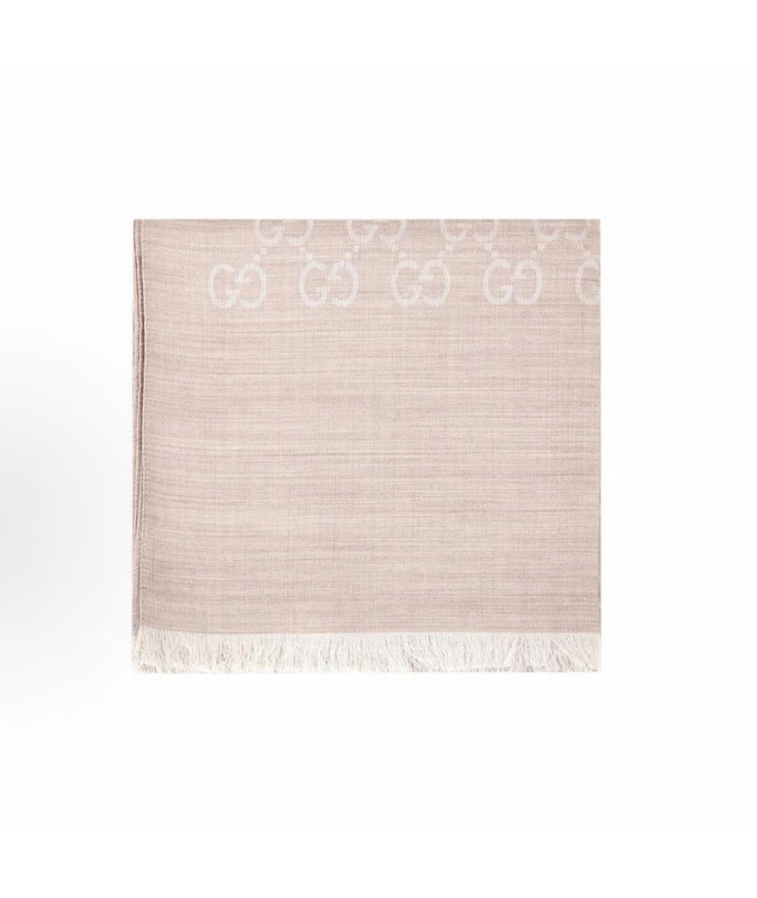 GUCCI Бежевый шерстяной шарф, фото 2