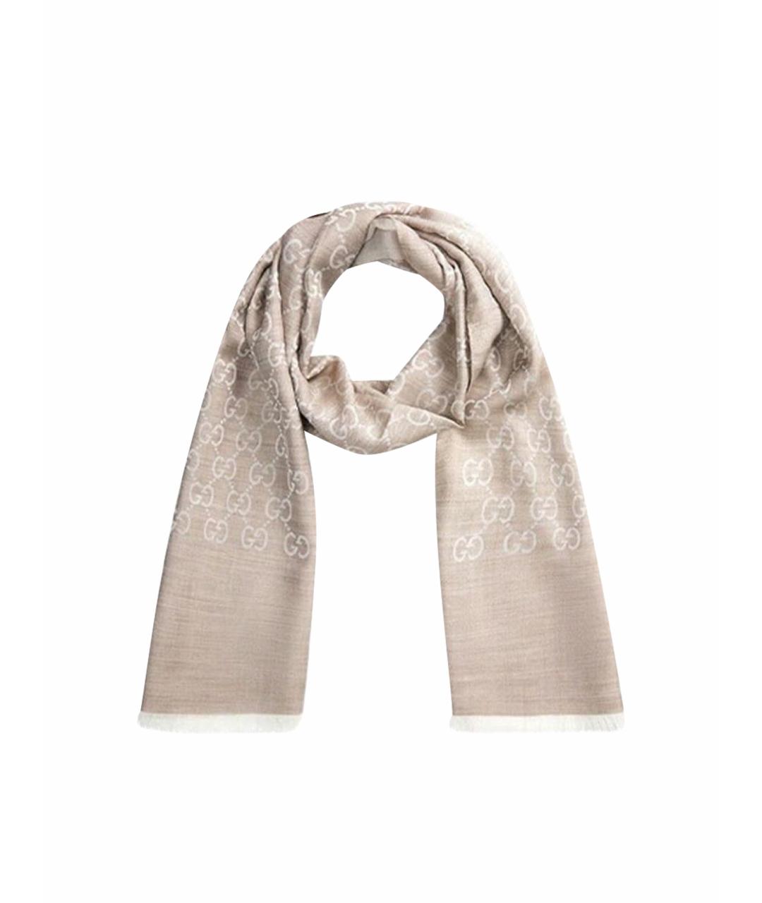 GUCCI Бежевый шерстяной шарф, фото 1