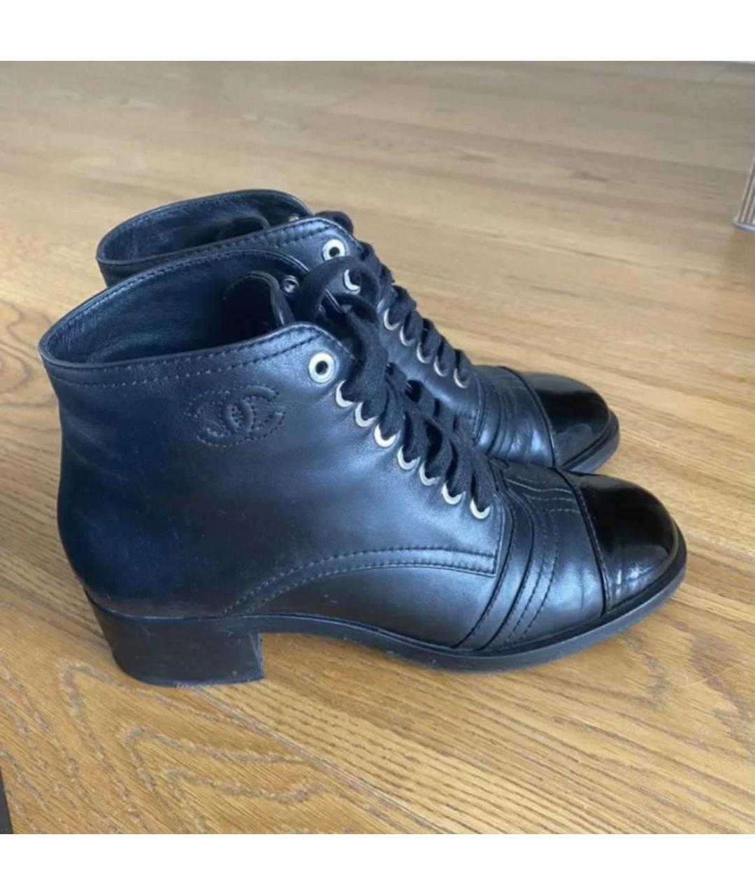 CHANEL Черные кожаные ботильоны, фото 4