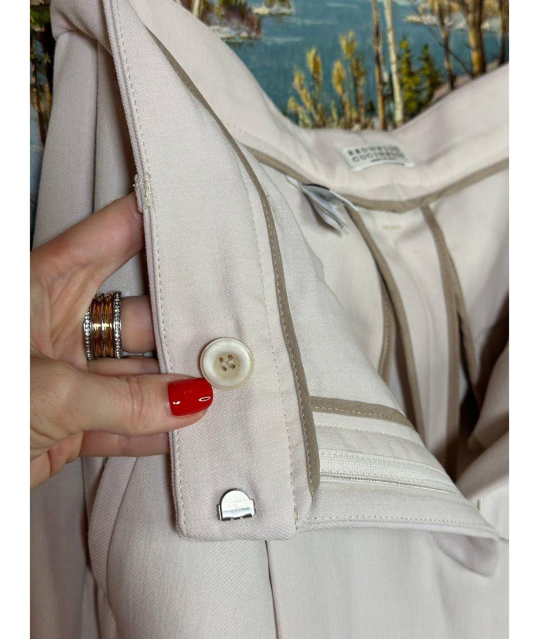 BRUNELLO CUCINELLI Белые шерстяные прямые брюки, фото 7