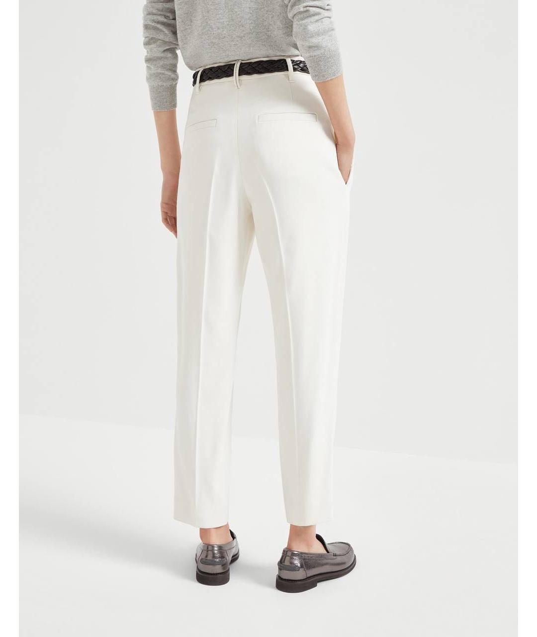 BRUNELLO CUCINELLI Белые шерстяные прямые брюки, фото 8