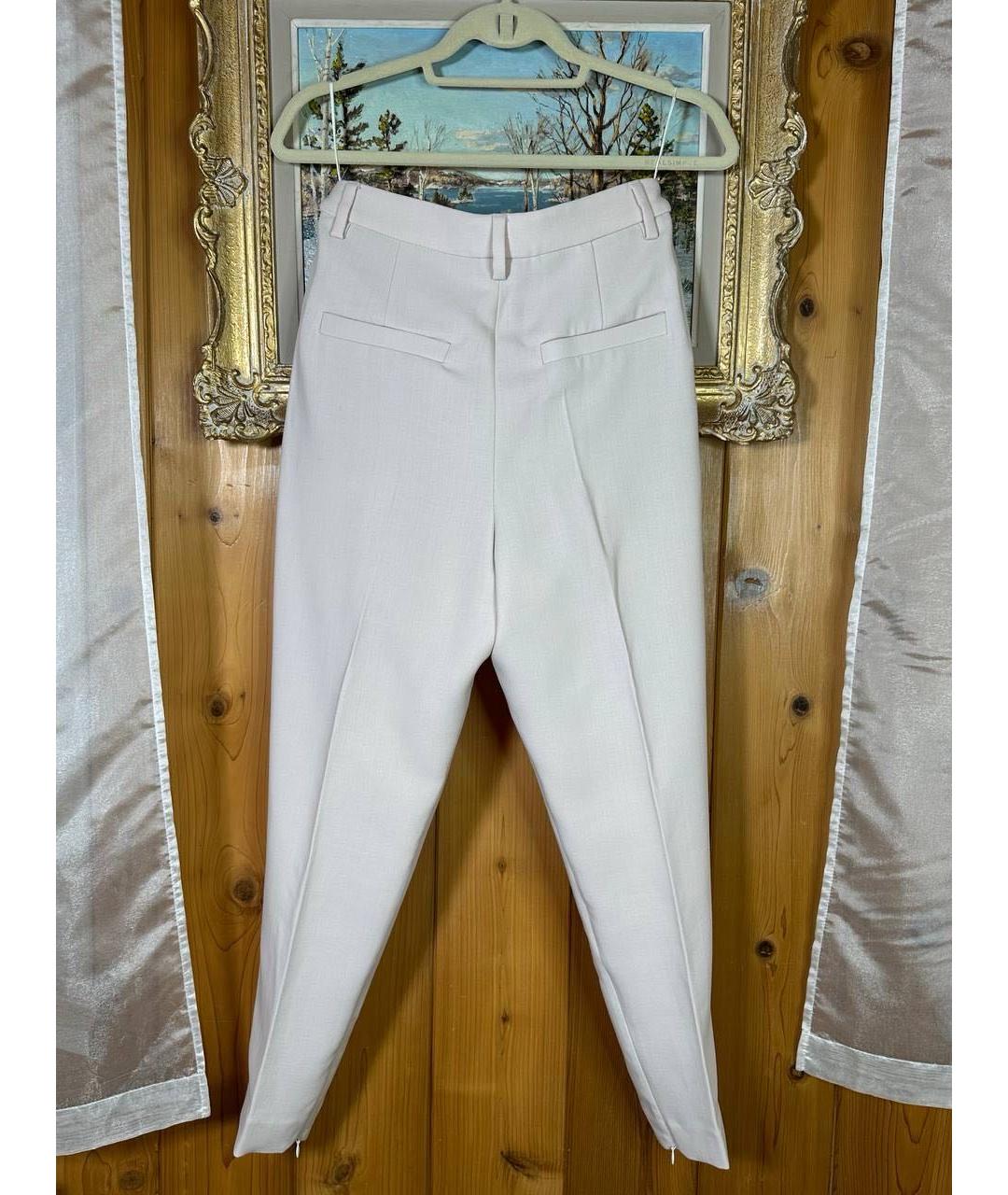 BRUNELLO CUCINELLI Белые шерстяные прямые брюки, фото 3