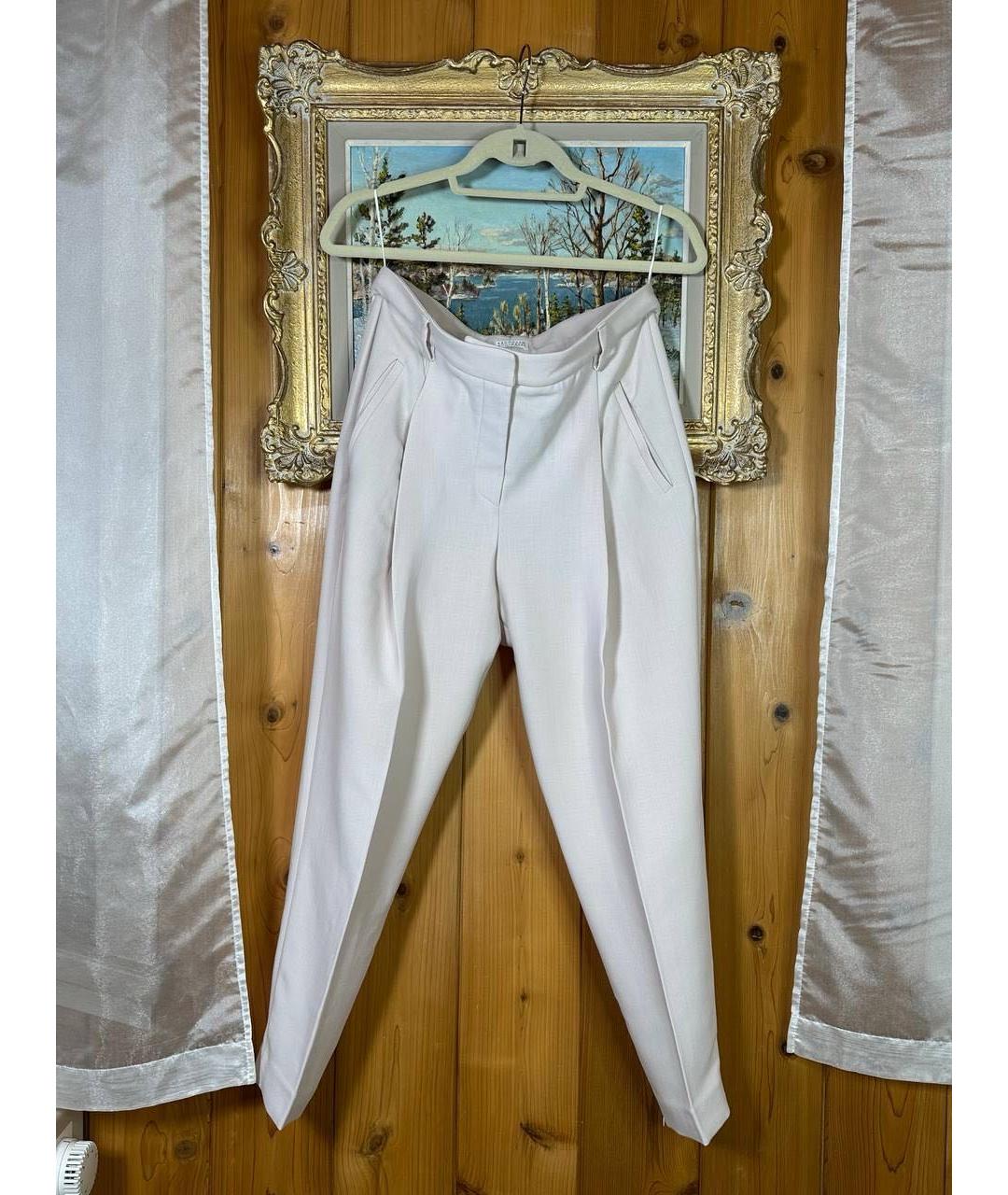 BRUNELLO CUCINELLI Белые шерстяные прямые брюки, фото 2