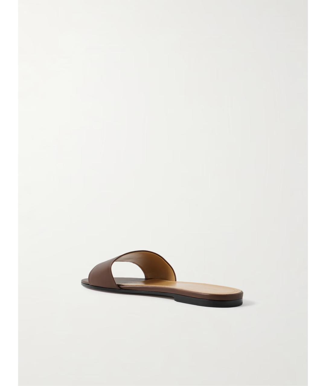 THE ROW Коричневые кожаные шлепанцы, фото 5