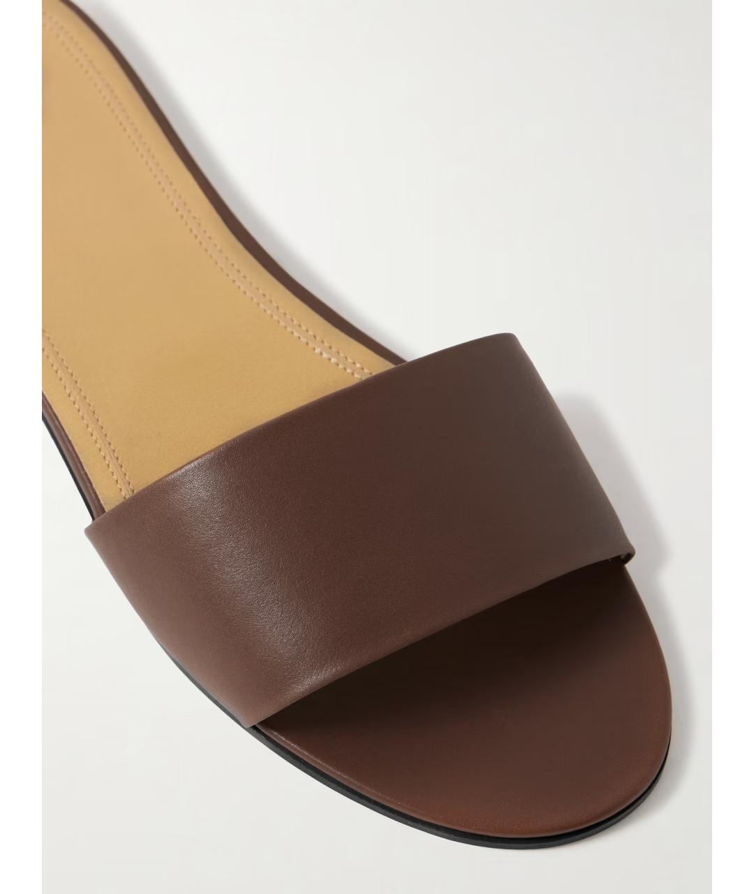 THE ROW Коричневые кожаные шлепанцы, фото 4