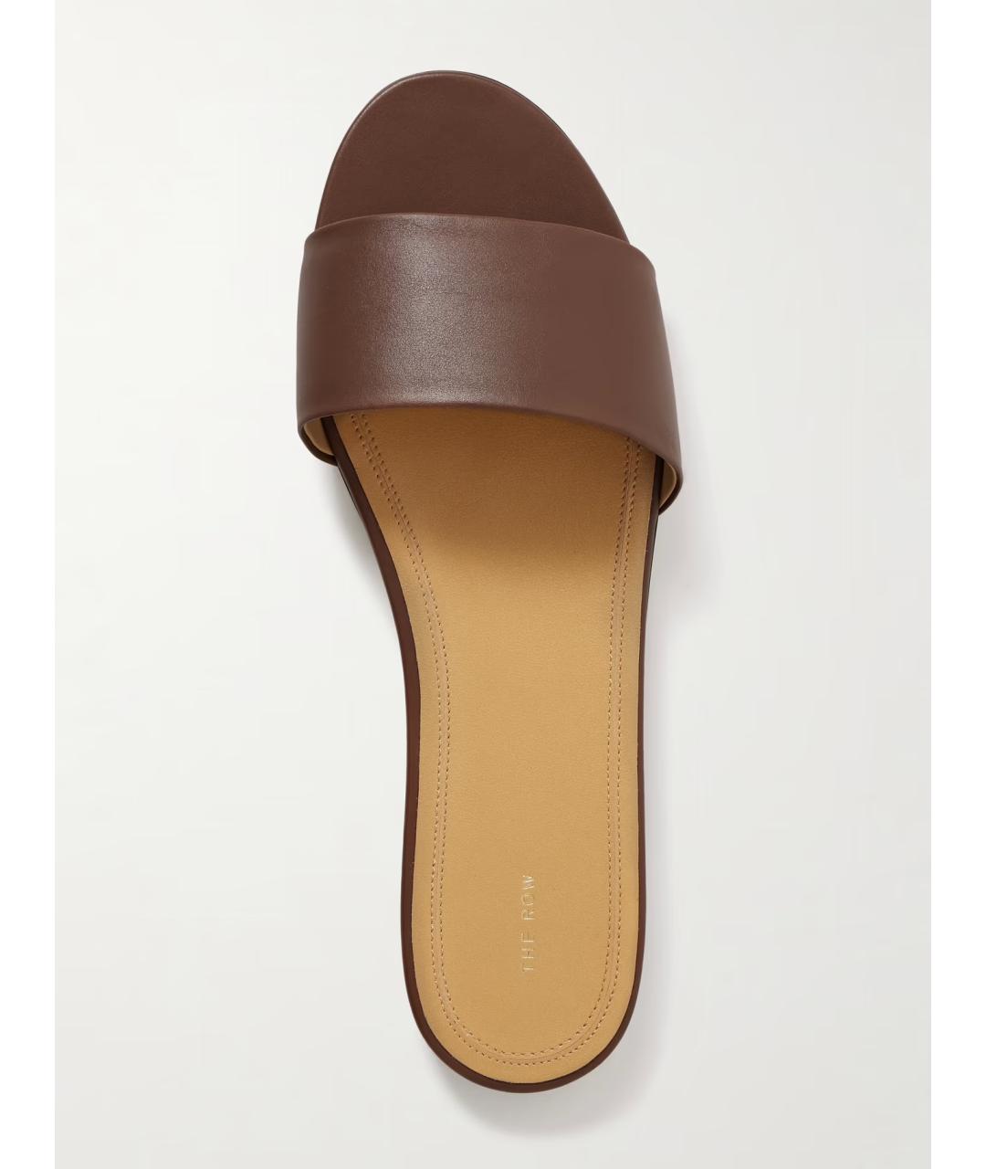 THE ROW Коричневые кожаные шлепанцы, фото 3