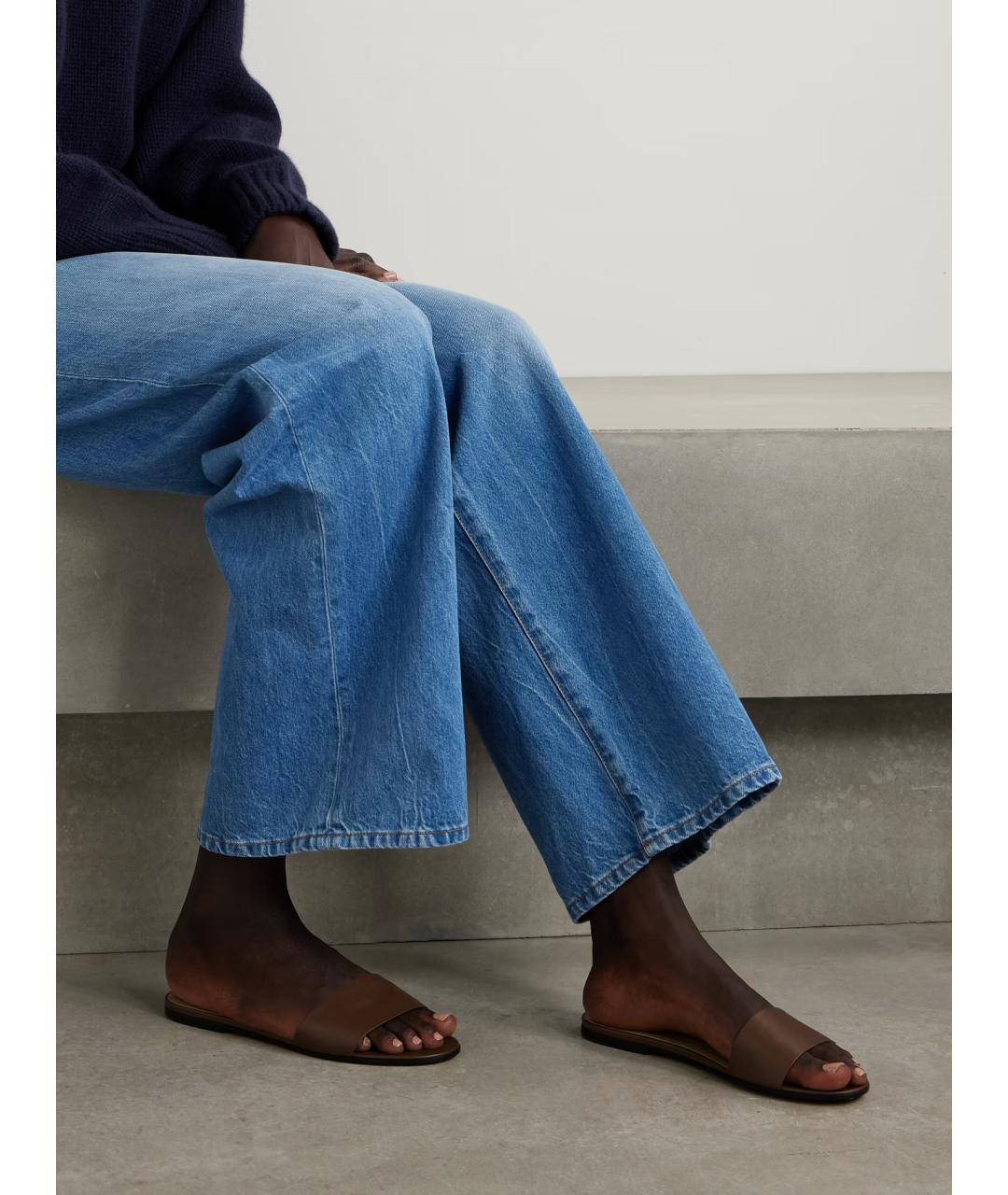 THE ROW Коричневые кожаные шлепанцы, фото 2