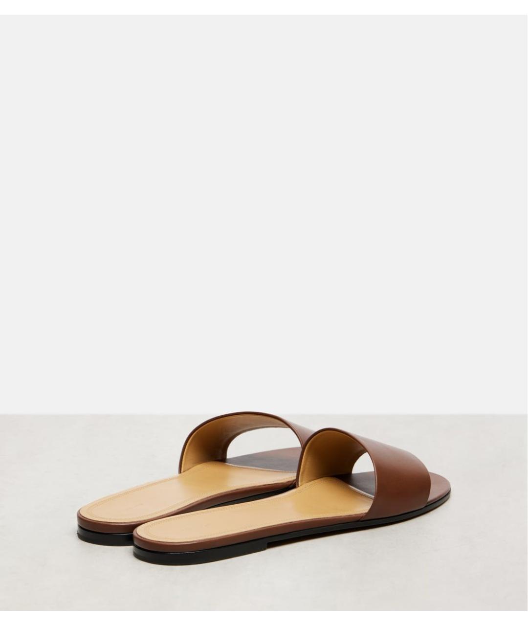 THE ROW Коричневые кожаные шлепанцы, фото 7