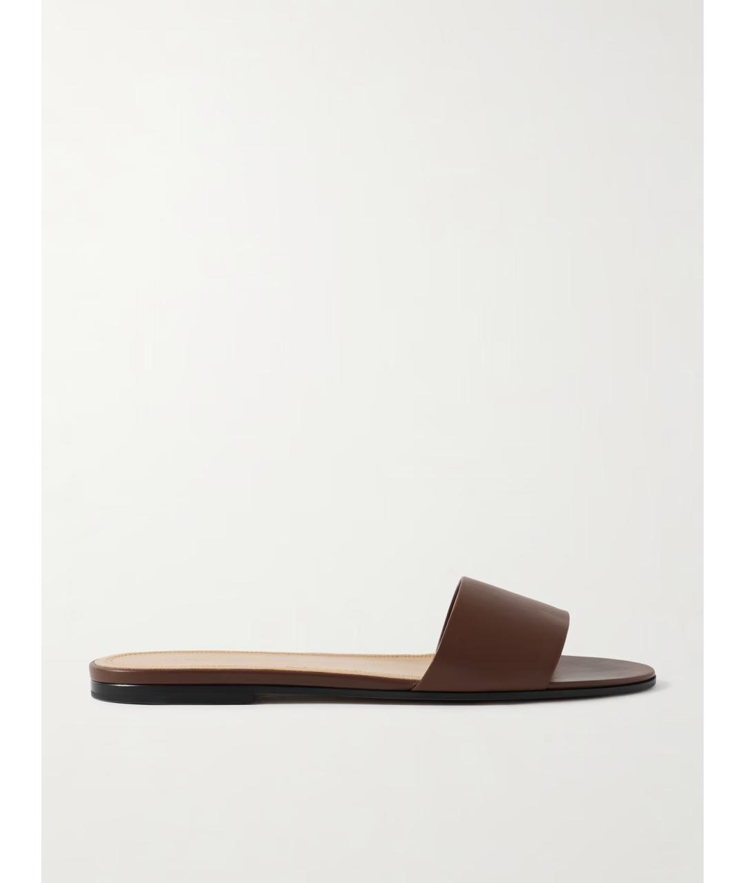 THE ROW Коричневые кожаные шлепанцы, фото 6
