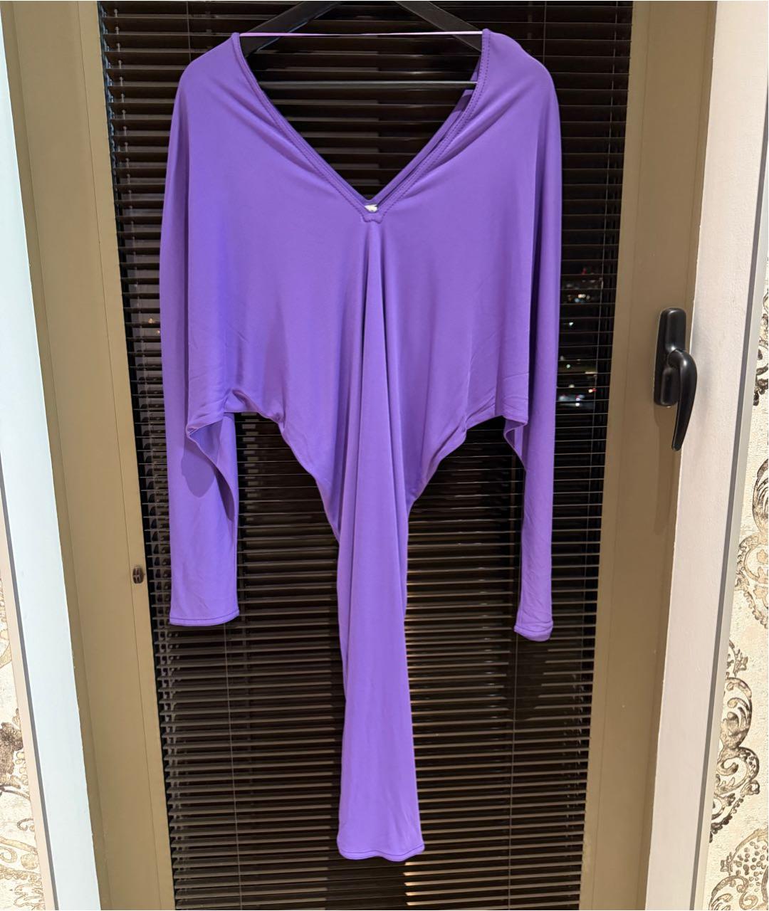 HERMES Фиолетовое шелковое коктейльное платье, фото 6