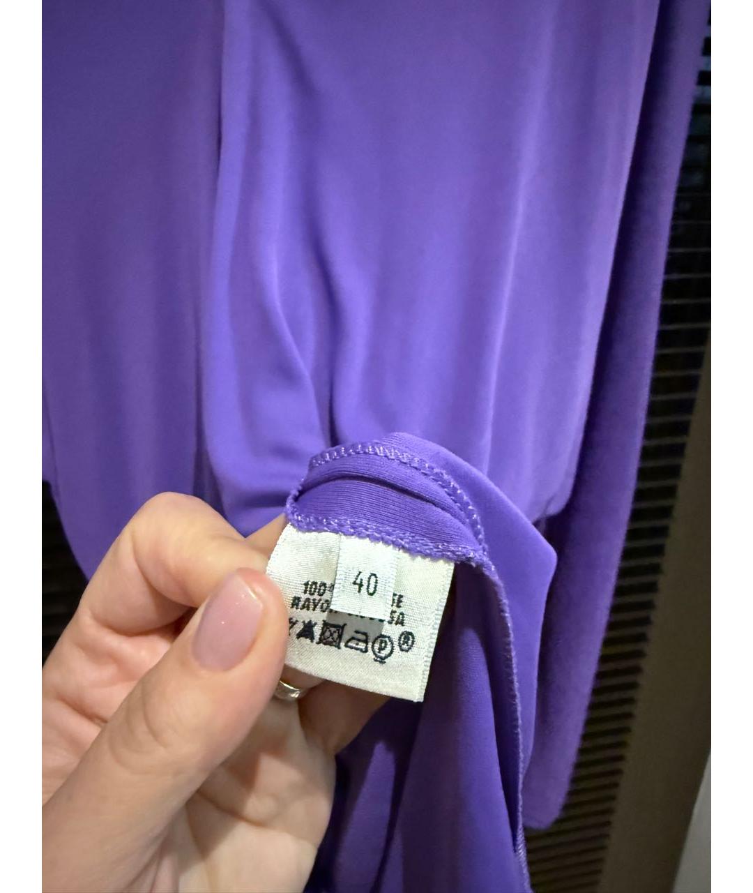 HERMES Фиолетовое шелковое коктейльное платье, фото 5
