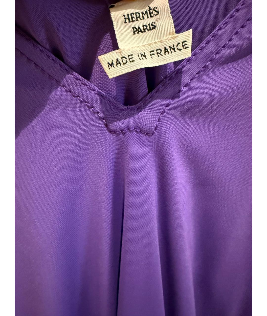 HERMES Фиолетовое шелковое коктейльное платье, фото 3