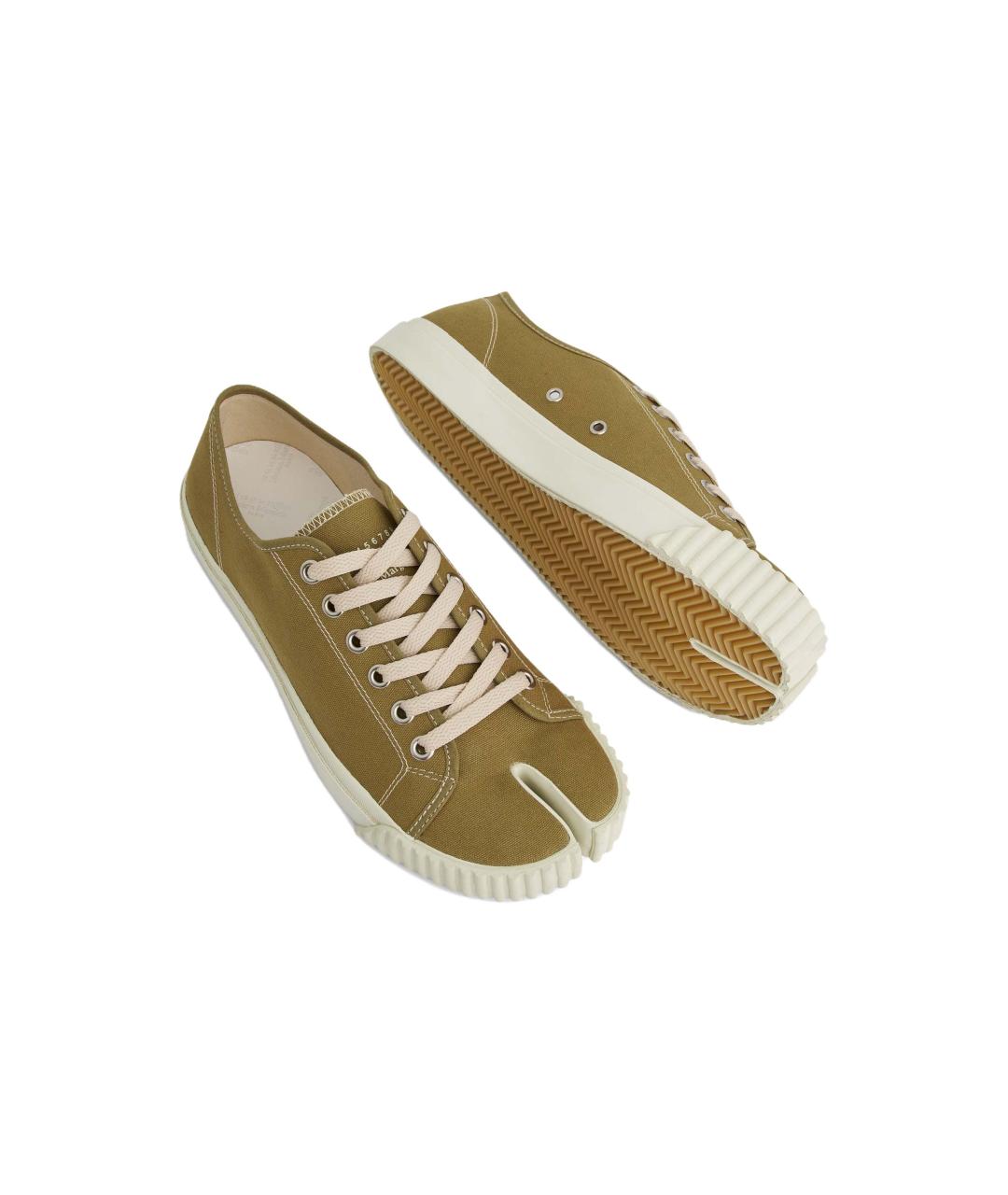 MAISON MARGIELA Желтые текстильные низкие кроссовки / кеды, фото 5