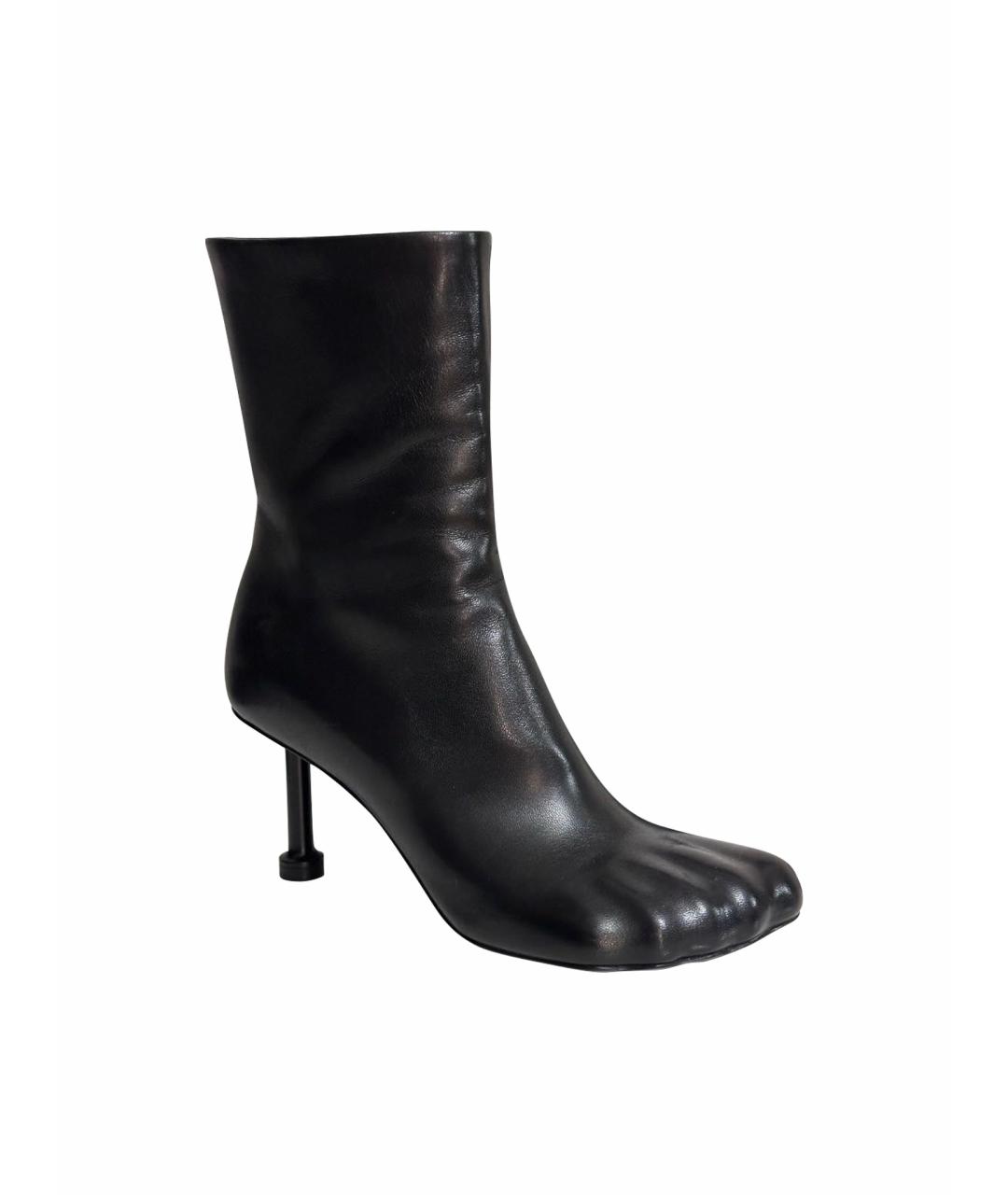 BALENCIAGA Черные кожаные ботильоны, фото 1