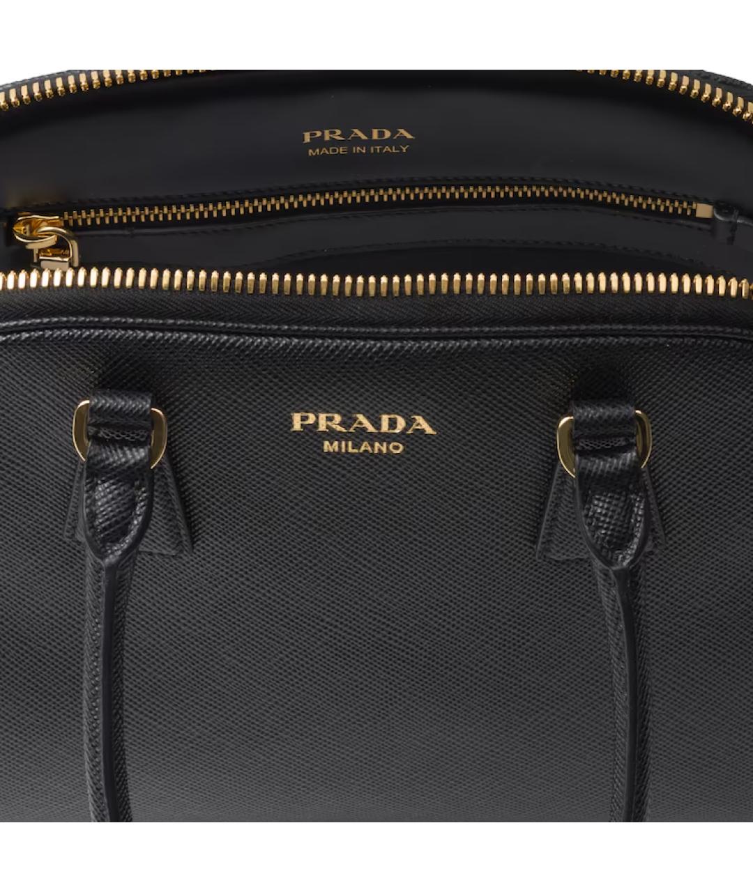 PRADA Черная кожаная сумка с короткими ручками, фото 5