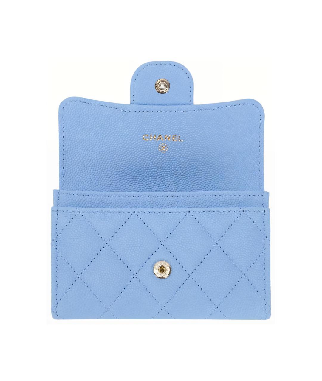 CHANEL Голубой кожаный кардхолдер, фото 2