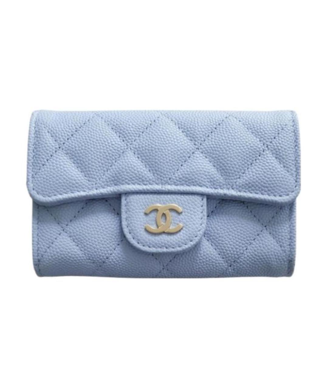 CHANEL Голубой кожаный кардхолдер, фото 1