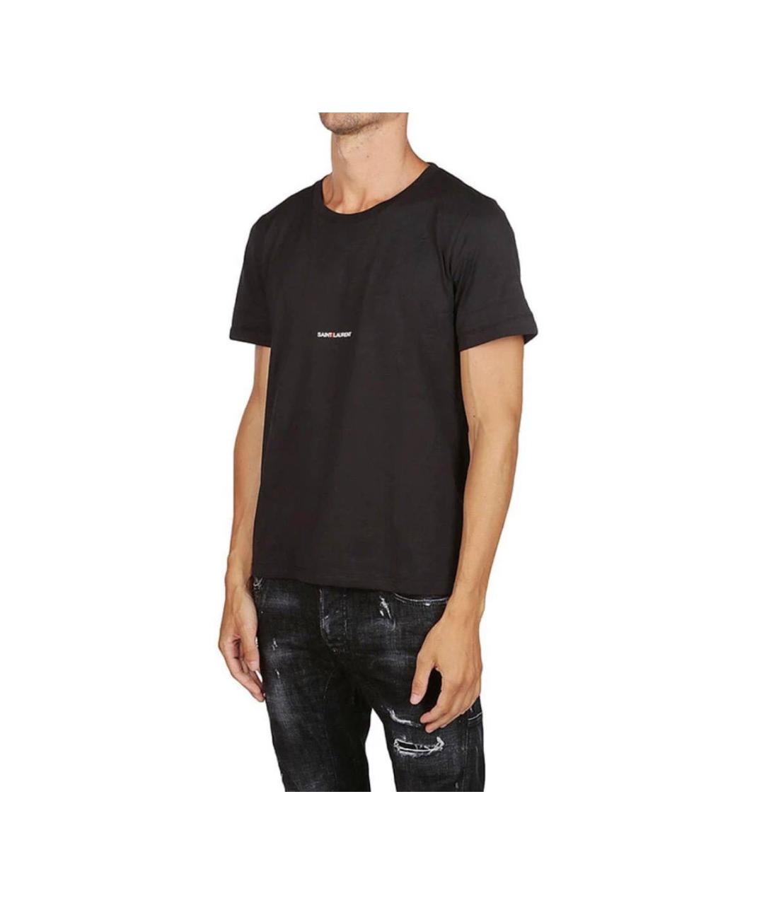 SAINT LAURENT Черная хлопковая футболка, фото 2