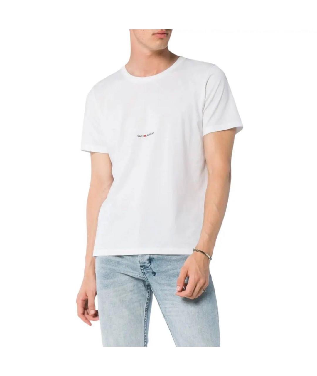 SAINT LAURENT Белая хлопковая футболка, фото 2